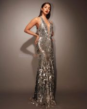 Stunning Pooja Hegde in a Silver Shimmering Bodycon Gown Photos 04