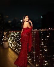 Stunning Pooja Hegde in a Strapless Off Shoulder Red Dress at Ramesh Taurani Annual Diwali Party Photos 05
