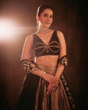 Stunning Raashi Khanna in a Black and Gold Lehenga Photos 07