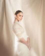 Stunning Rakul Preet Singh in a Trendy White Floral Embroidered Saree with a Silver Blouse Photos 03