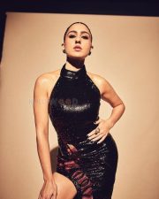 Stunning Sara Ali Khan in a Shimmery Black Thigh Slit Gown Photoshoot Pictures 08