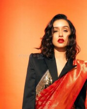 Stunning Shraddha Kapoor in a Red Kanchipuram Silk Saree Photos 01