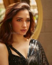 Stunning Tamannaah Bhatia in a Black Sequined Saree Photos 04