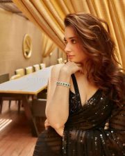 Stunning Tamannaah Bhatia in a Black Sequined Saree Photos 06