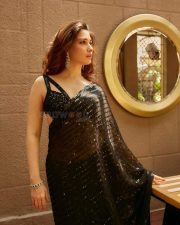 Stunning Tamannaah Bhatia in a Black Sequined Saree Photos 07