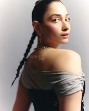 Stunning Tamannaah Bhatia in a Black Sequinned Gown with a Plain Grey T Shirt Photos 06