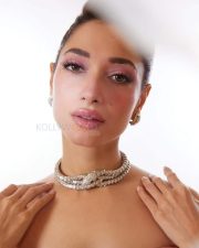 Stunning Tamannaah Bhatia in a Pink Off Shoulder Satin Gown with a Sweetheart Neckline and Bow for Bvlgari iconic Serpenti Collection Photos 03