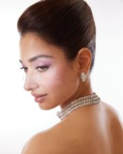 Stunning Tamannaah Bhatia in a Pink Off Shoulder Satin Gown with a Sweetheart Neckline and Bow for Bvlgari iconic Serpenti Collection Photos 07