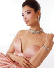 Stunning Tamannaah Bhatia in a Pink Off Shoulder Satin Gown with a Sweetheart Neckline and Bow for Bvlgari iconic Serpenti Collection Photos 08