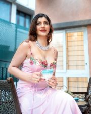 Stunning Yashika Aannand in a Pink Floral Embroidered Dress Pictures 05