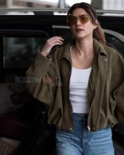 Stylish Actress Kriti Sanon in an Olive Jacket and Jeans Photos 02