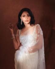 Stylish Aishwarya Lekshmi in a Transparent Sequin White Saree with Matching Blouse Pictures 05