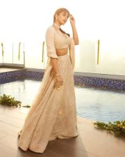 Stylish Pooja Hegde in a Cream Embroidered Lehenga Set Photos 01 Stylish Pooja Hegde in a Cream Embroidered Lehenga Set Photos 01