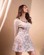 Stylish Rakul Preet Singh in a Floral Corset Mini Dress with a Striped Shirt Photos 01