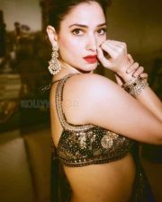 Stylish and Sexy Tamannaah Bhatia in a Black Floral Printed Saree Pictures 03