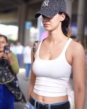 Sultry Disha Patani Cleavage in a White Ribbed Tank Top Photos 04
