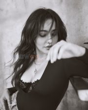 Sultry Neha Sharma Cleavage in a Black Blazer and Lace Bralette Photos 01