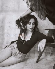 Sultry Neha Sharma Cleavage in a Black Blazer and Lace Bralette Photos 02