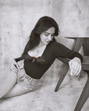 Sultry Neha Sharma Cleavage in a Black Blazer and Lace Bralette Photos 03
