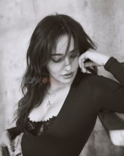 Sultry Neha Sharma Cleavage in a Black Blazer and Lace Bralette Photos 04