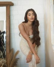 Sultry Pooja Hegde in a Beige Full Length Monochrome Dress Pictures 05 Sultry Pooja Hegde in a Beige Full Length Monochrome Dress Pictures 05