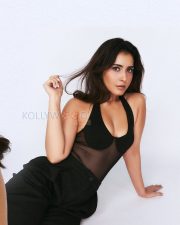 Sultry Raashi Khanna Cleavage in a Black Sheer Bodysuit Photos 03