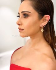 Super Sexy Nushrratt Bharuccha in a Red Off Shoulder Maxi Dress Photos 01