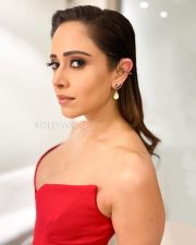 Super Sexy Nushrratt Bharuccha in a Red Off Shoulder Maxi Dress Photos 06