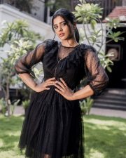 Tamil Actress Aishwarya Rajesh Lace Black Dress Photos 01