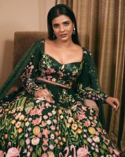 Tamil Actress Aishwarya Rajesh in a Green Floral Dress Pictures 02