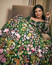 Tamil Actress Aishwarya Rajesh in a Green Floral Dress Pictures 03