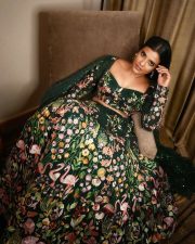 Tamil Actress Aishwarya Rajesh in a Green Floral Dress Pictures 05