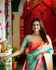 Tamil Heroine Keerthy Suresh in a Red Silk Saree Photos 01 Tamil Heroine Keerthy Suresh in a Red Silk Saree Photos 01