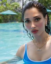 Tempting Actress Tamanna Bhatia in a Blue Swimsuit Photos 01