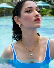 Tempting Actress Tamanna Bhatia in a Blue Swimsuit Photos 03