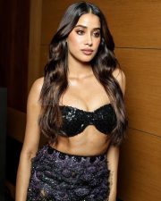 Tempting Hot Janhvi Kapoor in a Black Sequined Tube Bralette with a Sequin Embellished Mini Skirt Pictures 04