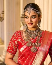 The Raja Saab Actress Nidhhi Agerwal in a Traditional Wedding Saree Photos 01