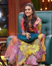 Thottam Heroine Keerthy Suresh in a Multi Colored Floral Printed Maxi Dress Pictures 03