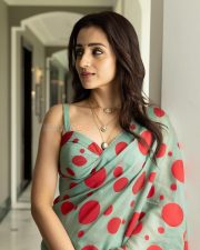 Thug Life Heroine Trisha Krishnan in a Polka Dot Saree with Matching Sleeveless Blouse Pictures 01