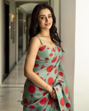 Thug Life Heroine Trisha Krishnan in a Polka Dot Saree with Matching Sleeveless Blouse Pictures 03