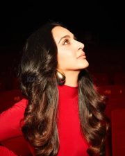 Toxic Actress Kiara Advani in a Red Turtleneck Bodycon Dress Photos 03
