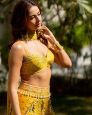 Tu Meri Main Tera Actress Ananya Panday in a Yellow Bandhani Mirror Work Lehenga Photos 02
