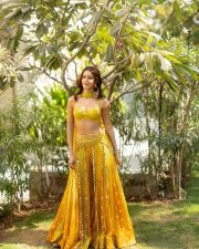 Tu Meri Main Tera Actress Ananya Panday in a Yellow Bandhani Mirror Work Lehenga Photos 04
