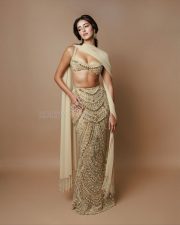 Tu Meri Main Tera Main Tera Tu Meri Actress Ananya Panday in a Manish Malhotra Beige Embroidered Lehenga with a Matching Bralette and Dupatta Pictures 01