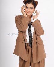 Urbane Actress Payal Rajput in a Camel Brown Oversized Blazer Suit Photos 01