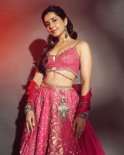 Ustaad Bhagat Singh Heroine Raashii Khanna in a Traditional Pink Dil Ruba Aria Lehenga Set Photos 03