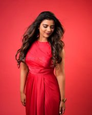 Uttarakaanda Actress Aishwarya Rajesh in a Vibrant Sleeveless Red Maxi Dress Pictures 01