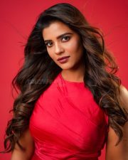 Uttarakaanda Actress Aishwarya Rajesh in a Vibrant Sleeveless Red Maxi Dress Pictures 03