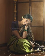 Vintage Beauty Pooja Hegde in a Green and Purple Kanchipuram Silk Saree Photos 08
