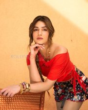Vivacious Actress Kriti Sanon in a Red Off Shoulder Top Photos 03